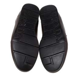 Pre Owned Prada Sport Brown Leather Double Velcro Low Top Sneakers Size 42