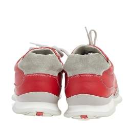 Pre Owned Prada Sport Red/Grey Leather And Suede Low Top Sneakers Size 43