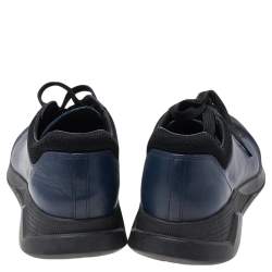Pre Owned Prada Sport Navy Blue Leather And Neoprene Low Top Sneakers Size 43
