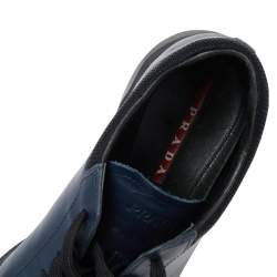 Pre Owned Prada Sport Navy Blue Leather And Neoprene Low Top Sneakers Size 43