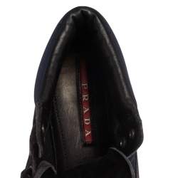 Pre Owned Prada Sport Grey/Blue Nylon and Suede High Top Sneakers Size 45