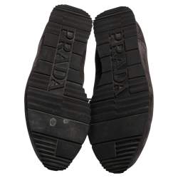 Pre Owned Prada Sport Grey/Blue Nylon and Suede High Top Sneakers Size 45