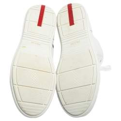 مملوكة مسبقًا حذاء رياضي برادا سبورد جلد أبيض عنق مرتفع مقاس 44