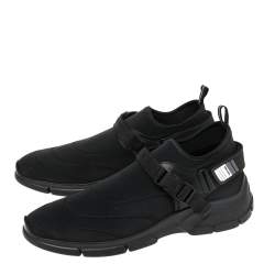 Pre Owned Prada Sport Black Neoprene Buckle And Velcro Sneakers Size 46