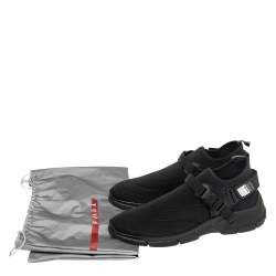 Pre Owned Prada Sport Black Neoprene Buckle And Velcro Sneakers Size 46