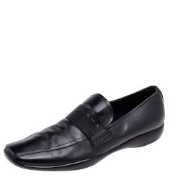 Prada Sport Black Leather Slip On Loafers Size 43.5