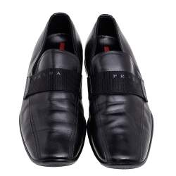 Prada Sport Black Leather Slip On Loafers Size 43.5