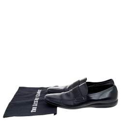 Pre Owned Prada Sport Black Leather Slip On Loafers Size 43