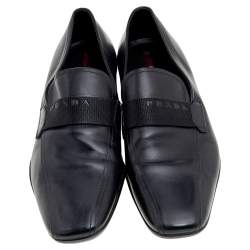Pre Owned Prada Sport Black Leather Slip On Loafers Size 43