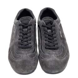 Pre Owned Prada Sport Grey/Black Suede and Leather Low Top Sneakers Size 42.5