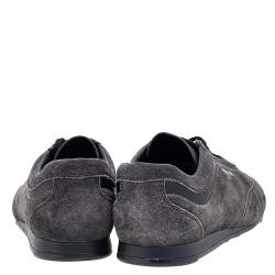 Pre Owned Prada Sport Grey/Black Suede and Leather Low Top Sneakers Size 42.5