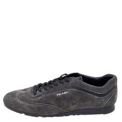 Pre Owned Prada Sport Grey/Black Suede and Leather Low Top Sneakers Size 42.5