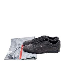Pre Owned Prada Sport Grey/Black Suede and Leather Low Top Sneakers Size 42.5