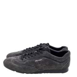 Pre Owned Prada Sport Grey/Black Suede and Leather Low Top Sneakers Size 42.5