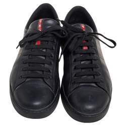 Pre Owned Prada Sport Black Leather Low Top Sneakers Size 45