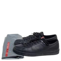 Pre Owned Prada Sport Black Leather Low Top Sneakers Size 45