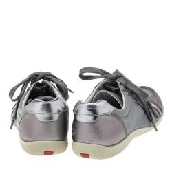 Pre Owned Prada Sport Grey Nylon And Leather Trim Sneakers Size 38.5