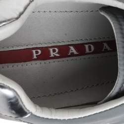 Pre Owned Prada Sport Grey Nylon And Leather Trim Sneakers Size 38.5
