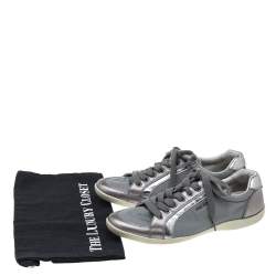 Pre Owned Prada Sport Grey Nylon And Leather Trim Sneakers Size 38.5