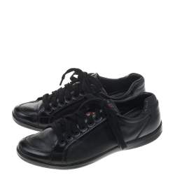 Pre Owned Prada Sport Black Leather Low Top Sneakers Size 40