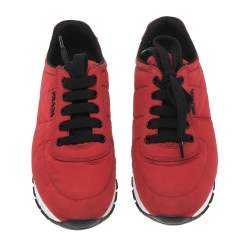 Pre Owned Prada Sport Red Nylon Low Top Sneakers Size 38