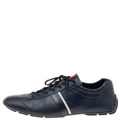 Pre Owned Prada Sport Blue Leather Low Top Sneakers Size 44