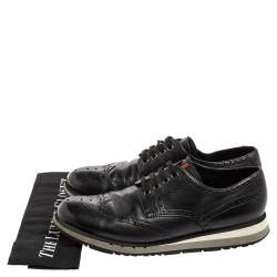 Pre Owned Prada Black Leather Brogue-Oxford Sneakers Size 44.5
