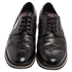 Pre Owned Prada Black Leather Brogue-Oxford Sneakers Size 44.5