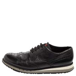 Pre Owned Prada Black Leather Brogue-Oxford Sneakers Size 44.5