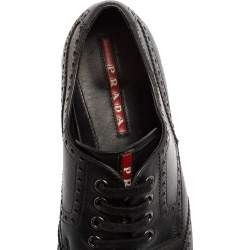 Pre Owned Prada Black Leather Brogue-Oxford Sneakers Size 44.5
