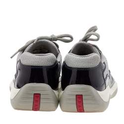 Pre Owned Prada Sport Grey/Purple Mesh And Patent Leather Low Top Sneakers Size 44