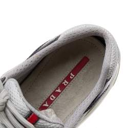 Pre Owned Prada Sport Grey/Purple Mesh And Patent Leather Low Top Sneakers Size 44