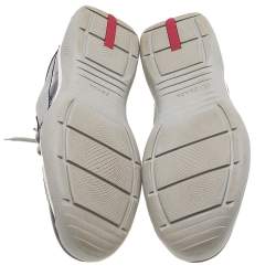 Pre Owned Prada Sport Grey/Purple Mesh And Patent Leather Low Top Sneakers Size 44