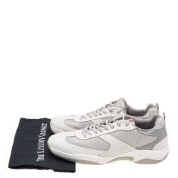 Prada Sport Grey Mesh And Leather Low Top Sneakers Size 45
