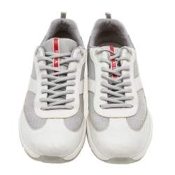Prada Sport Grey Mesh And Leather Low Top Sneakers Size 45