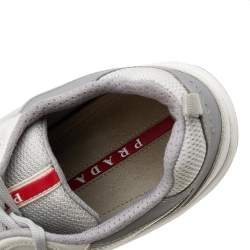 Prada Sport Grey Mesh And Leather Low Top Sneakers Size 45