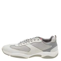 Prada Sport Grey Mesh And Leather Low Top Sneakers Size 45