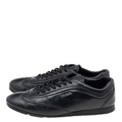 Pre Owned Prada Sport Black Leather Low Top Sneakers Size 43