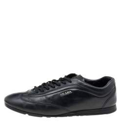 Pre Owned Prada Sport Black Leather Low Top Sneakers Size 43