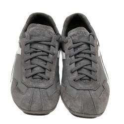 Prada Sport Grey/White Suede And Nylon Low Top Sneakers Size 41.5