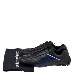 Prada Sport Black/Blue Leather Low Top Sneakers Size 42