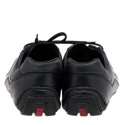Prada Sport Black/Blue Leather Low Top Sneakers Size 42