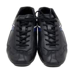 Prada Sport Black/Blue Leather Low Top Sneakers Size 42