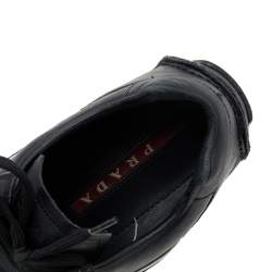 Prada Sport Black/Blue Leather Low Top Sneakers Size 42