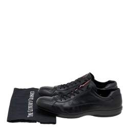 Prada Sport Black Leather Low Top Sneakers Size 43