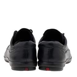 Prada Sport Black Leather Low Top Sneakers Size 43