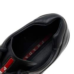Prada Sport Black Leather Low Top Sneakers Size 43