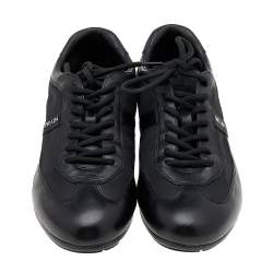 Prada Sport Black Leather And Nylon Low Top Sneakers Size 41.5