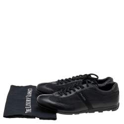 Prada Sport Black Leather And Nylon Low Top Sneakers Size 41.5