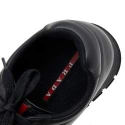 حذاء رياضي برادا سبورت عنق منخفض جلد أسود مقاس 43.5 